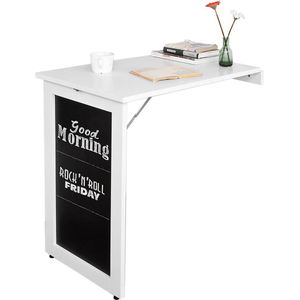 Rootz Opklapbare wand-gemonteerde neerklapbare tafel - keuken- en eettafel Bureau met schoolbord - wit