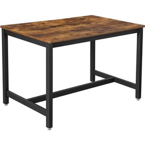 Keukentafel - Eetkamertafel voor 4 personen - Salontafel - Stalen frame - Industrieel design - Vintage bruin-zwart (120 x 75 x 75 cm)