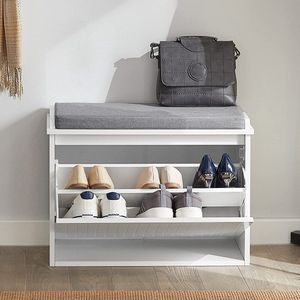 Rootz Hallway Shoe Bench - Schoenenrek - Schoenenkast met zitkussen en fliplade - L70 x B49 x H19cm