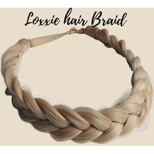 Loxxie® haarband met vlecht haar extensions braid verstelbaar universele pasvorm Wit blond licht goud blond