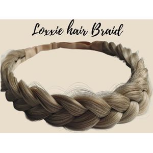 Loxxie® haarband met vlecht haar extensions braid verstelbaar universele pasvorm wit as blond mix licht goud