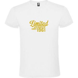 Wit T-Shirt met “ Limited edition sinds 1961 “ Afbeelding Goud Size XXL