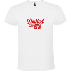 Wit T-Shirt met “ Limited edition sinds 1961 “ Afbeelding Rood Size XL