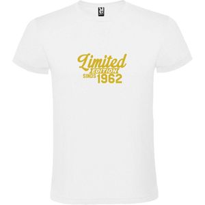 Wit T-Shirt met “ Limited edition sinds 1962 “ Afbeelding Goud Size XXXXXL