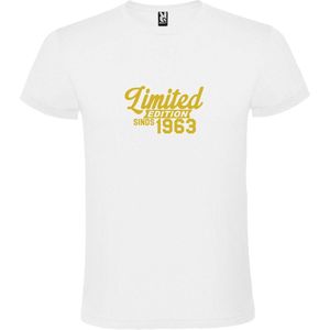 Wit T-Shirt met “ Limited edition sinds 1963 “ Afbeelding Goud Size XXL