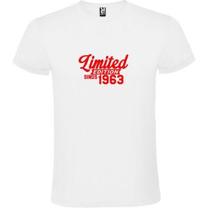 Wit T-Shirt met “ Limited edition sinds 1963 “ Afbeelding Rood Size S