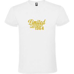 Wit T-Shirt met “ Limited edition sinds 1964 “ Afbeelding Goud Size XXXL