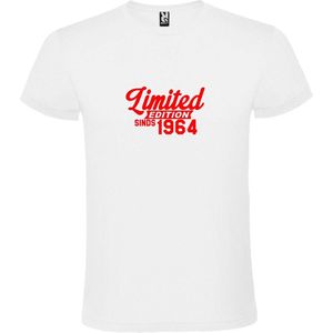 Wit T-Shirt met “ Limited edition sinds 1964 “ Afbeelding Rood Size S