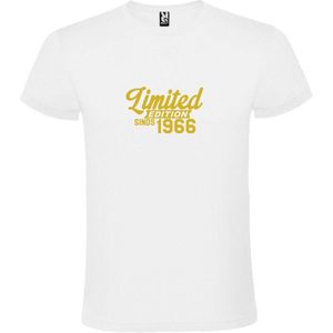 Wit T-Shirt met “ Limited edition sinds 1966 “ Afbeelding Goud Size XXL