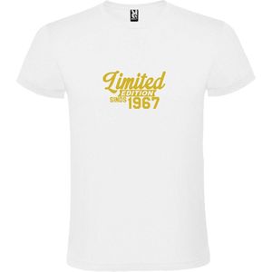 Wit T-Shirt met “ Limited edition sinds 1967 “ Afbeelding Goud Size M