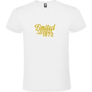 Wit T-Shirt met “ Limited edition sinds 1972 “ Afbeelding Goud Size XXXXXL