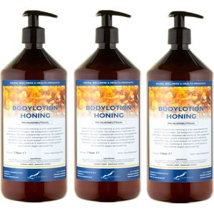 Bodylotion Honing 1 Liter - met gratis pomp - set van 3 stuks