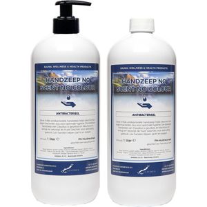 Handzeep No Scent, No Colour 1 liter - met gratis pomp - set van 2 stuks