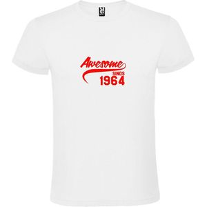 Wit T-Shirt met “Awesome sinds 1964 “ Afbeelding Rood Size M