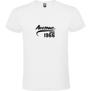 Wit T-Shirt met “Awesome sinds 1966 “ Afbeelding Zwart Size XS