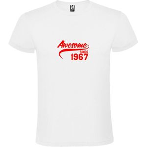Wit T-Shirt met “Awesome sinds 1967 “ Afbeelding Rood Size M