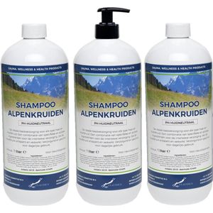 Shampoo Alpenkruiden - 1 liter - met gratis pomp - set van 3 stuks - Voordeelverpakking - Haarverzorging