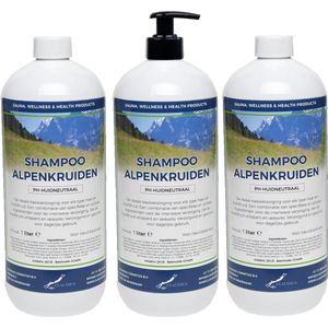 Shampoo Alpenkruiden 1 liter - set van 3 stuks - met gratis pomp