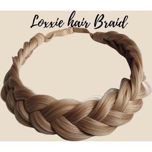 Loxxie® haarband met vlecht haar extensions braid verstelbaar universele pasvorm donker goud blond wit blond