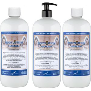 Bodylotion Hamam 1 Liter - met gratis pompje - set van 3 stuks