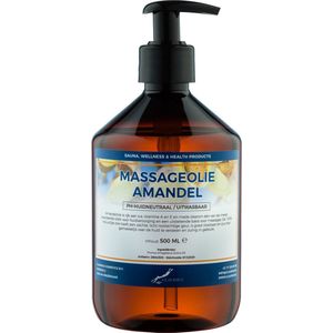 Massageolie Amandelolie 500 ml met pomp - 100% natuurlijk - biologisch en koud geperst