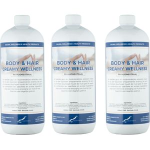 Body & Hair Creamy Wellness 1 Liter - set van 3 stuks - 2 in 1 voor lichaam en haar.