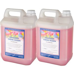 Handzeep Crème Rozen 5 liter - set van 2 stuks - navulling - Voordeelverpakking