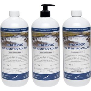 Shampoo No Scent No Colour 1 liter - set van 3 stuks - met gratis pomp