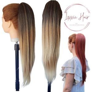 Loxxie® Wrap Around Ponytail Haar Extensions Paardenstaart Extension - Human Hair Blend - Ombre As Bruin Blond- 70 cm