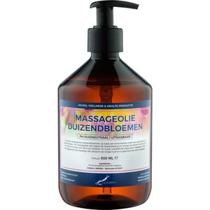 Massageolie Duizendbloemen 500 ml met pomp - 100% natuurlijk - biologisch en koud geperst