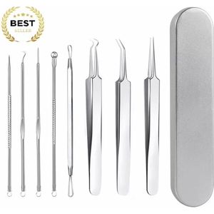 Mee-eters verwijderen - Blackhead remover - Puistjes - Professionele kit - 8 luxe puisten lepels - Mee eter lepel met een handig opbergdoosje