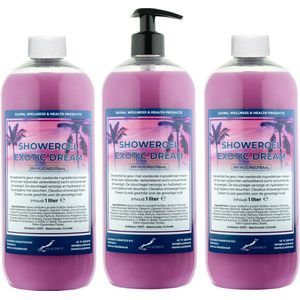 Claudius Douchegel Exotic Dream 1 liter - set van 3 stuks - met gratis pomp - Showergel