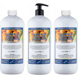 Douchegel Green Tea & Mandarin 1 liter - set van 3 stuks - met gratis pomp - Showergel
