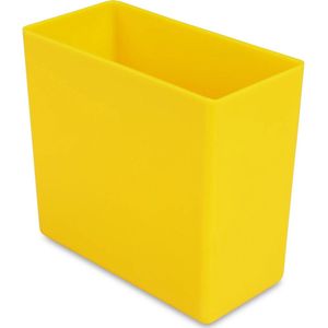 Sorteerbakje, materiaalbakje, inzetbakje, onderdelenbakje. 9,9 x 4,9 x 9,0 cm (LxBxH). Kleur is geel. Verpakt per 25 stuks