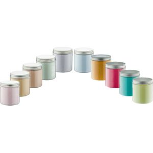 Scrubzout - 300 gram - set van 10 verschillende geuren - Aluminium Deksel - Rozen, Vanille, Amandel, Eucalyptus, Lavendel, Opium, Appel-Kaneel, Fruity Melon, Hamam en Zen Moment - Hydraterende Lichaamsscrub - Cadeau