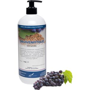 Druivenpitolie 1 liter met gratis pomp - 100% Natuurlijk - biologisch en koudgeperst - grapeseed oil