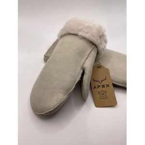 Apex Gloves Suede Leren Dames en Heren Handschoenen - Premium kwaliteit %100 Schapenleer - Wıt - Winter - Extra warm - Maat M
