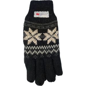 Dames handschoenen winter - Thinsulate voering - Noors motief zwart - One size