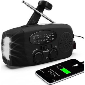 Draagbare noodradio - Powerbank 2000 mAh - Zaklamp - Solar opwindbaar - Noodpakket - Kunststof - Zwart