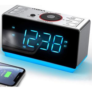 Radiowekker Bluetooth-Luidspreker - FM - Dubbele Alarmfunctie - Groot LED-Display met Dimmer - USB-Oplaadpoort - Nachtlampje