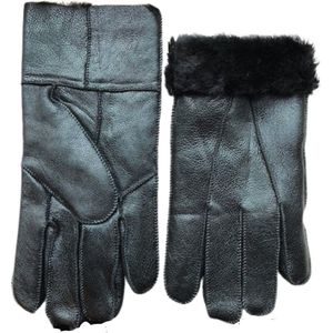 Leren handschoenen heren - Lammy heren winter - Winddicht en waterafstotend - Wol - One size – Zwart