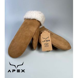Apex Gloves Leren Suede Dames Handschoenen - Premium kwaliteit %100 Schapenleer - Cognac - Winter - Extra warm - Maat M