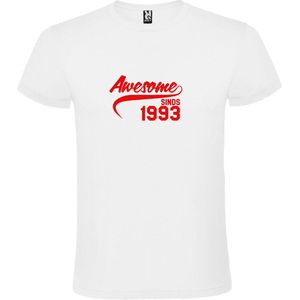 Wit T-Shirt met “Awesome sinds 1993 “ Afbeelding Rood Size M