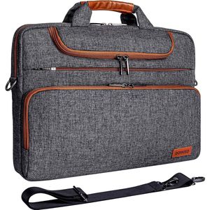 17 inch waterdichte laptoptas, aktetas, heren, schoudertas, notebooktas business voor 17-17,3"" notebook/Dell/Lenovo/Acer/HP/MSI/ASUS, donkergrijs