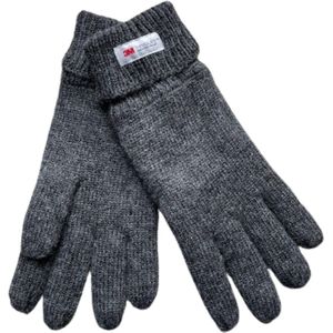 Heren handschoenen winter - Thinsulate voering - 100 % wol - Grijs - Maat XL