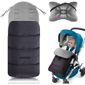 Kinderwagen voetenzak met hoofdsteun, universele baby winter voetenzak, meisjes jongens winter warme baby voetenzak, voetenzak voor buggy, kinderwagenzak, waterdicht winddicht koudebestendig, 0-3 jaar (grijs)