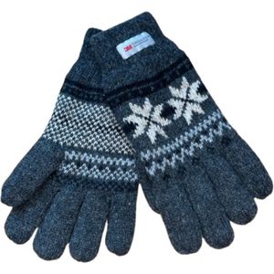 Heren handschoenen winter - Thinsulate voering - Noors motief grijs - One size