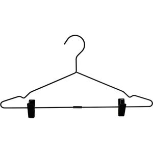 TopHangers [Set van 5] - Moderne minimalistische matzwart afgewerkte metalen combi-kledinghanger met 2 metalen knijpers geschikt voor alle bovenkleding / broeken / sjaals / shorts of combi-sets