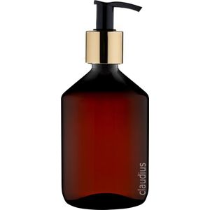 Lege Plastic Fles Apothekersfles 500 ml PET Amber bruin - met gouden pomp - set van 5 stuks - navulbaar - leeg
