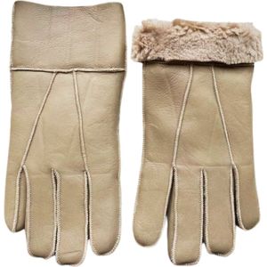 Leren handschoenen heren - Lammy heren winter - Winddicht en waterafstotend - Wol - One size – Taupe
